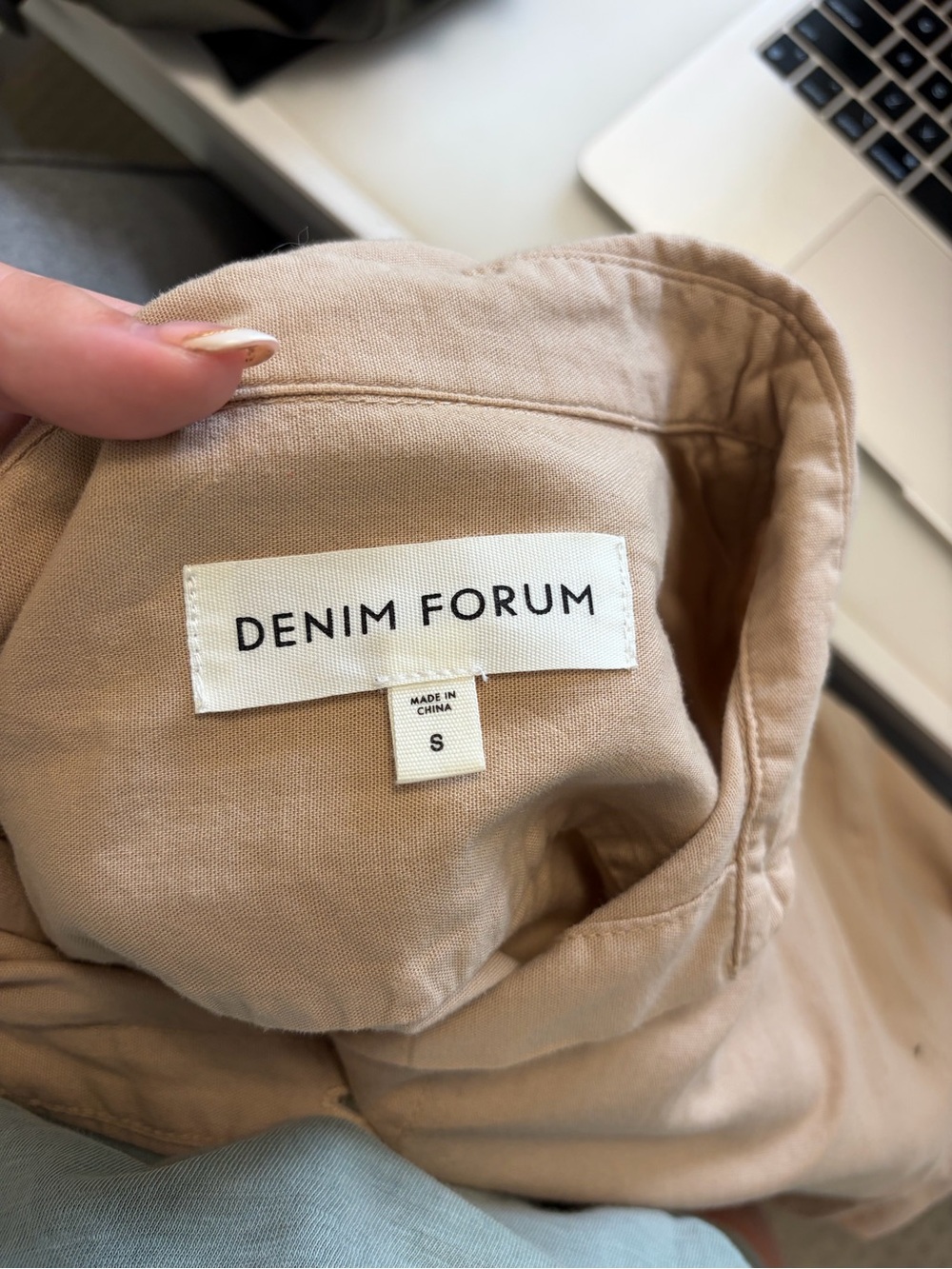 Denim Forum Casual Short-Sleeve Button-Up Shirt — Tan - Picture 3 of 4